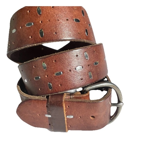 Vintage AEO American Eagle Outfitters Studded Leather Belt Boho Western Sz S Uni - Picture 2 of 12